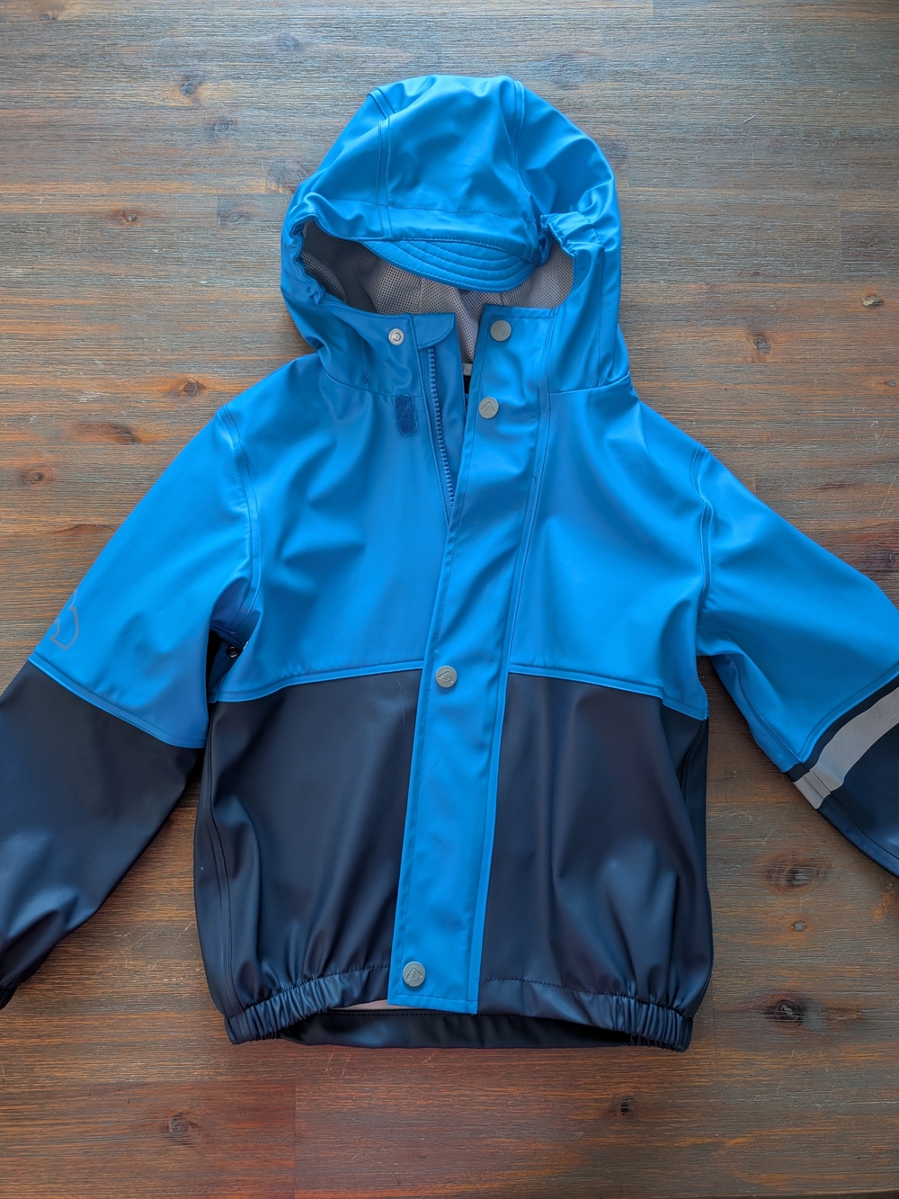 Kids Two-Tone Blue Hooded Raincoat -